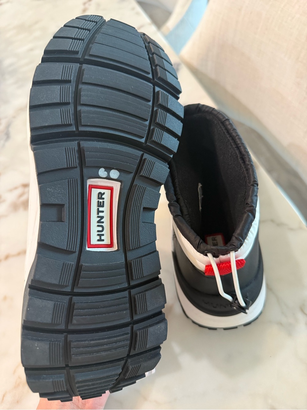 Hunter Black and White Quilted Waterproof Puffer Boots - Picture 4 of 5